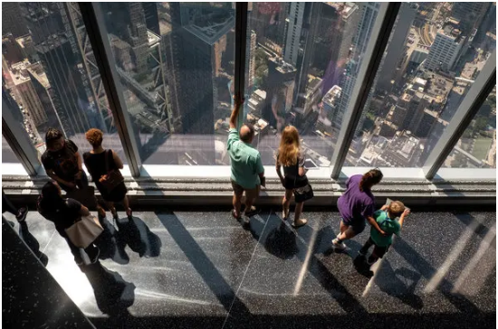 People at a high building